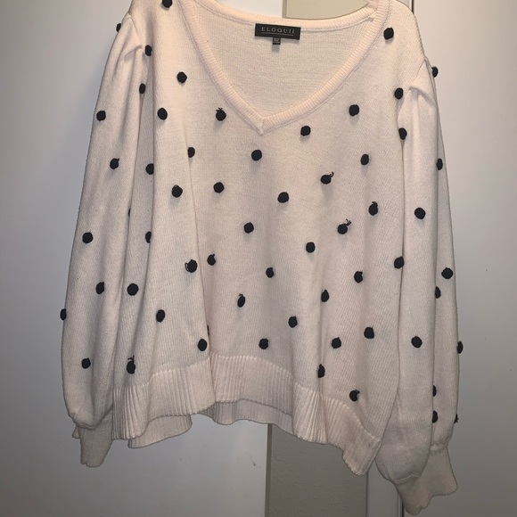 Eloquii Sweaters - Eloquii Dot Puff Long Sleeve Sweater